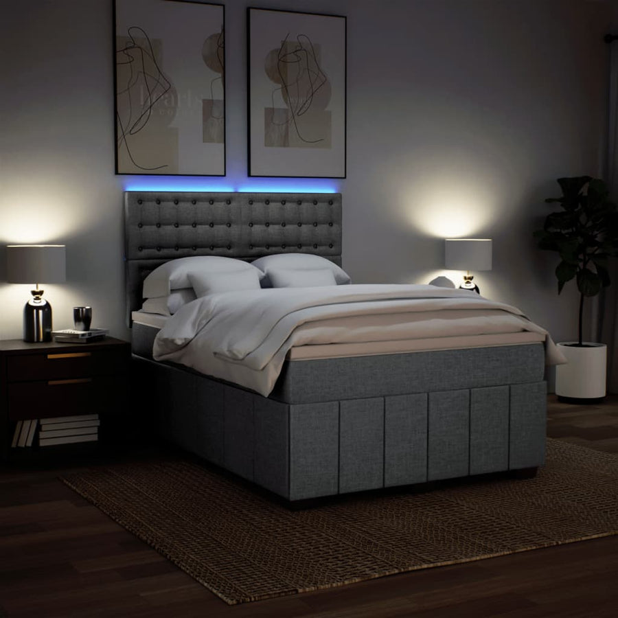 Boxspring met matras stof lichtgrijs 140x200 cm
