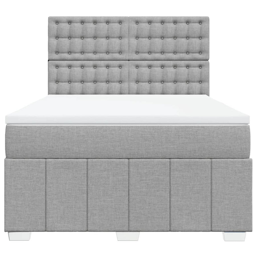 Boxspring met matras stof lichtgrijs 140x200 cm