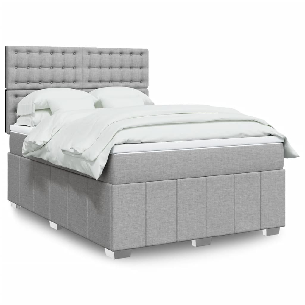 Boxspring met matras stof lichtgrijs 140x200 cm