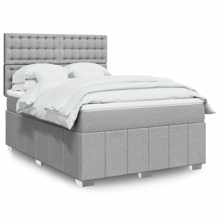 Boxspring met matras stof lichtgrijs 140x200 cm