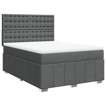 Boxspring met matras stof donkergrijs 140x200 cm