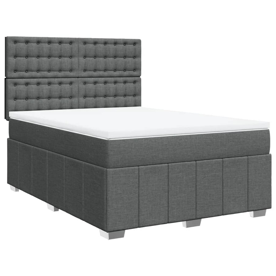 Boxspring met matras stof donkergrijs 140x200 cm