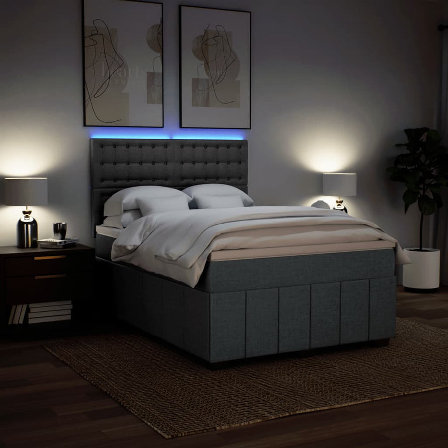 Boxspring met matras stof donkergrijs 140x200 cm