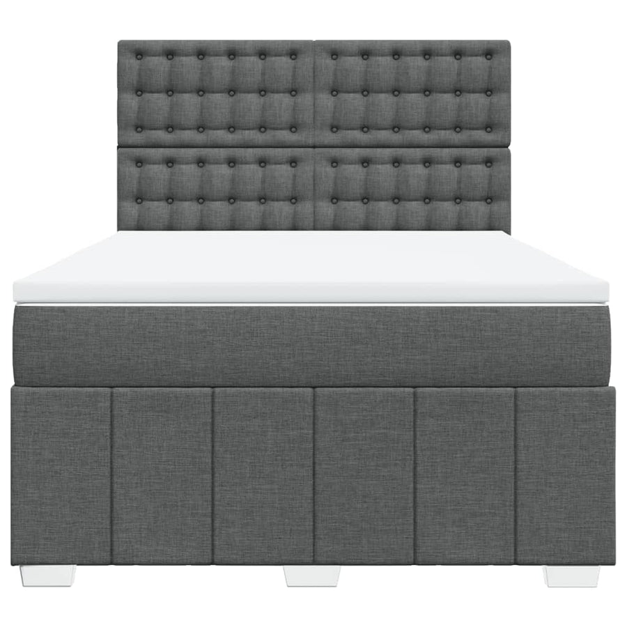 Boxspring met matras stof donkergrijs 140x200 cm