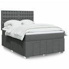 Dark grey fabric box spring with mattress 140x200 cm