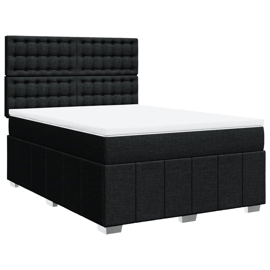 Boxspring met matras stof zwart 140x200 cm