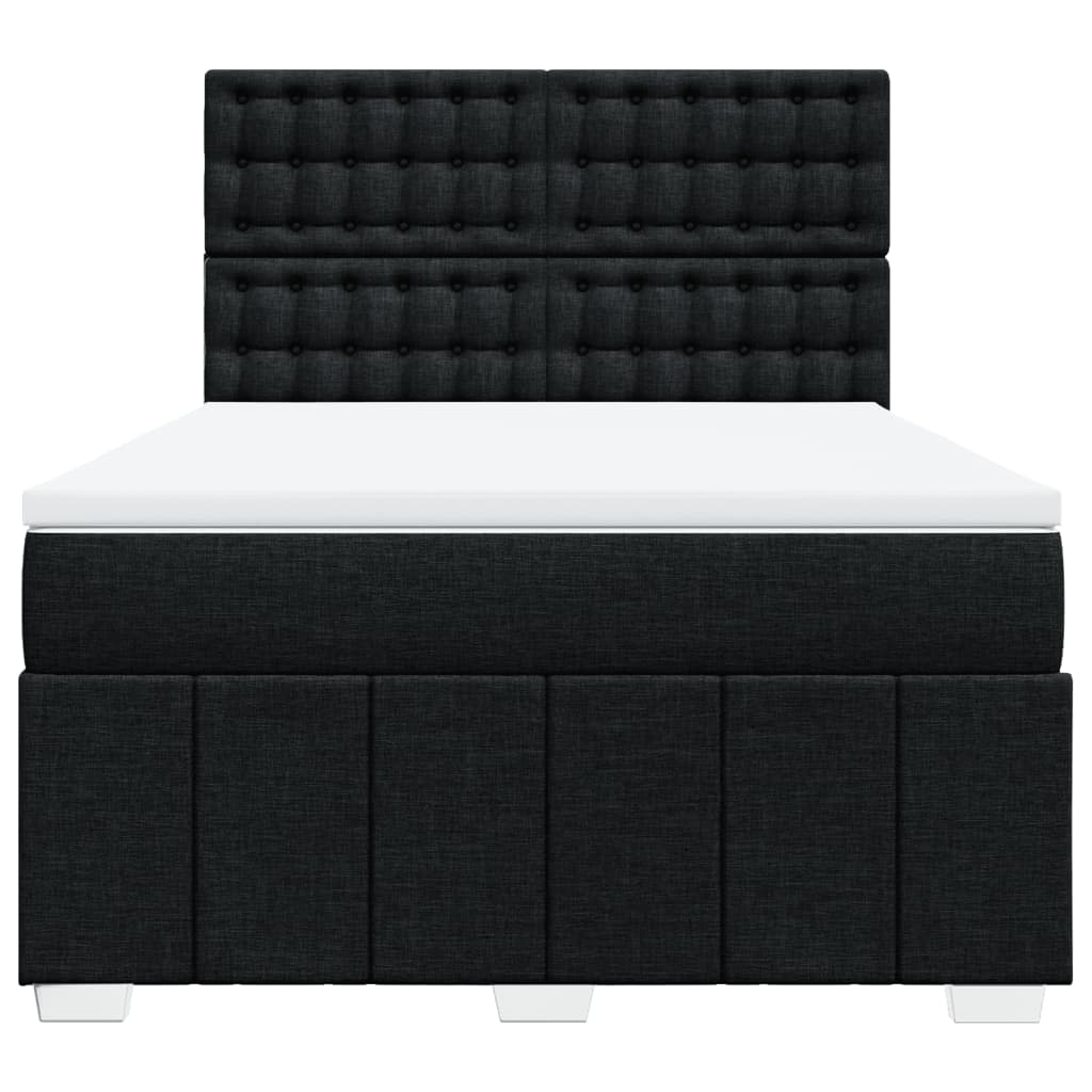 Boxspring met matras stof zwart 140x200 cm