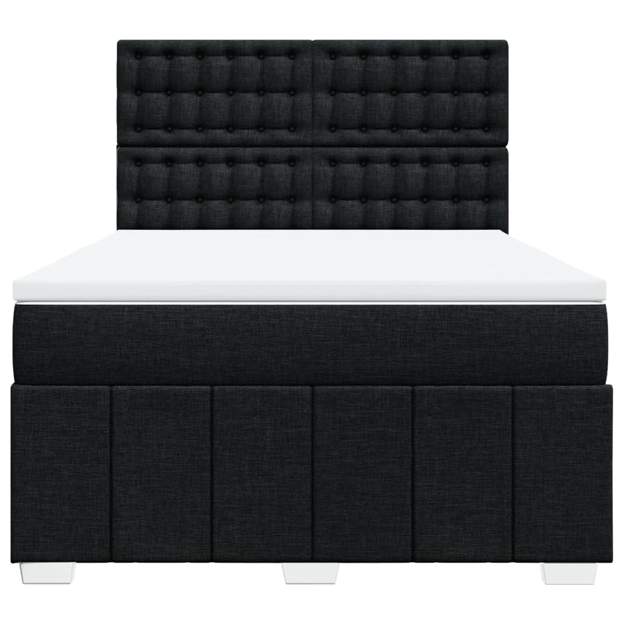Boxspring met matras stof zwart 140x200 cm