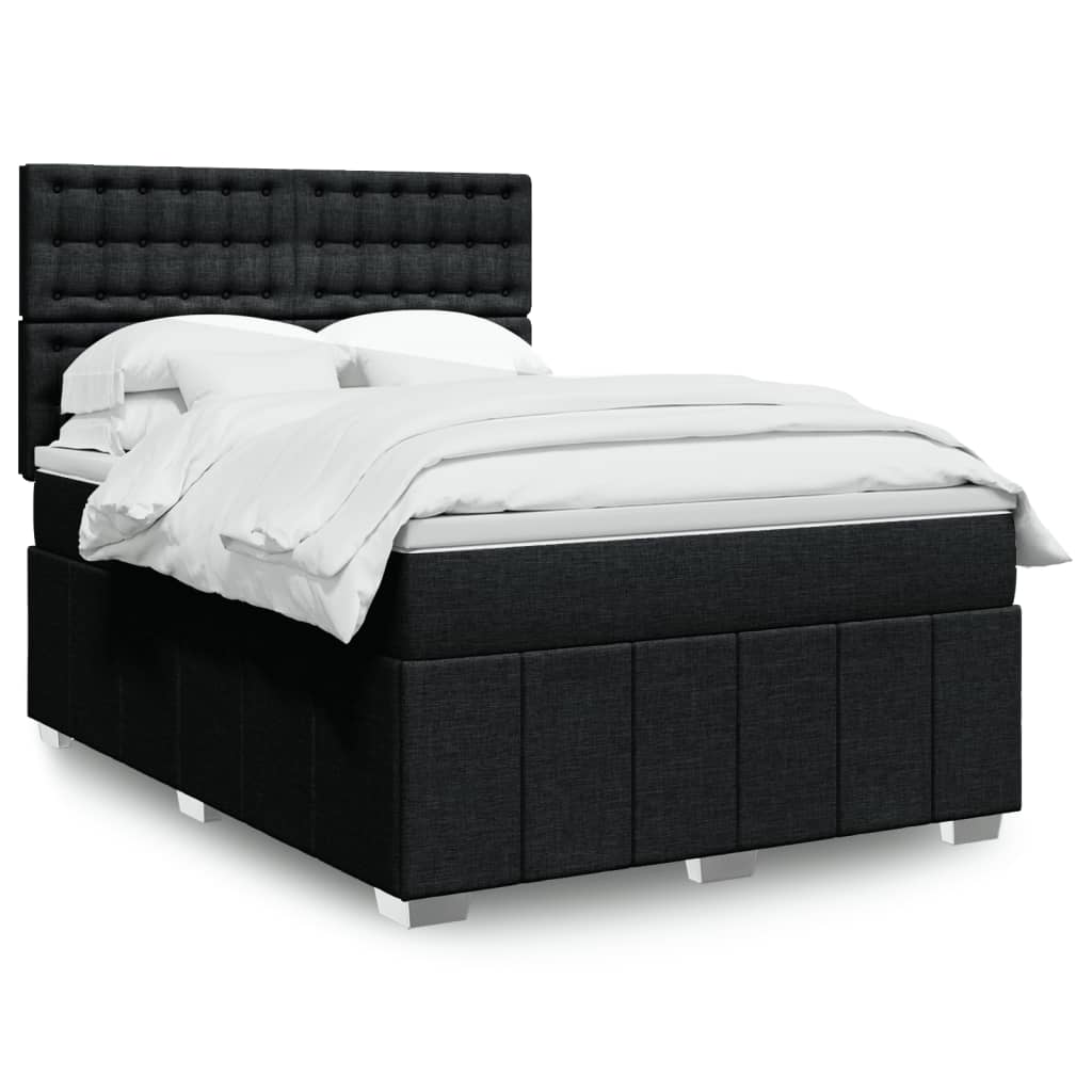 Boxspring met matras stof zwart 140x200 cm