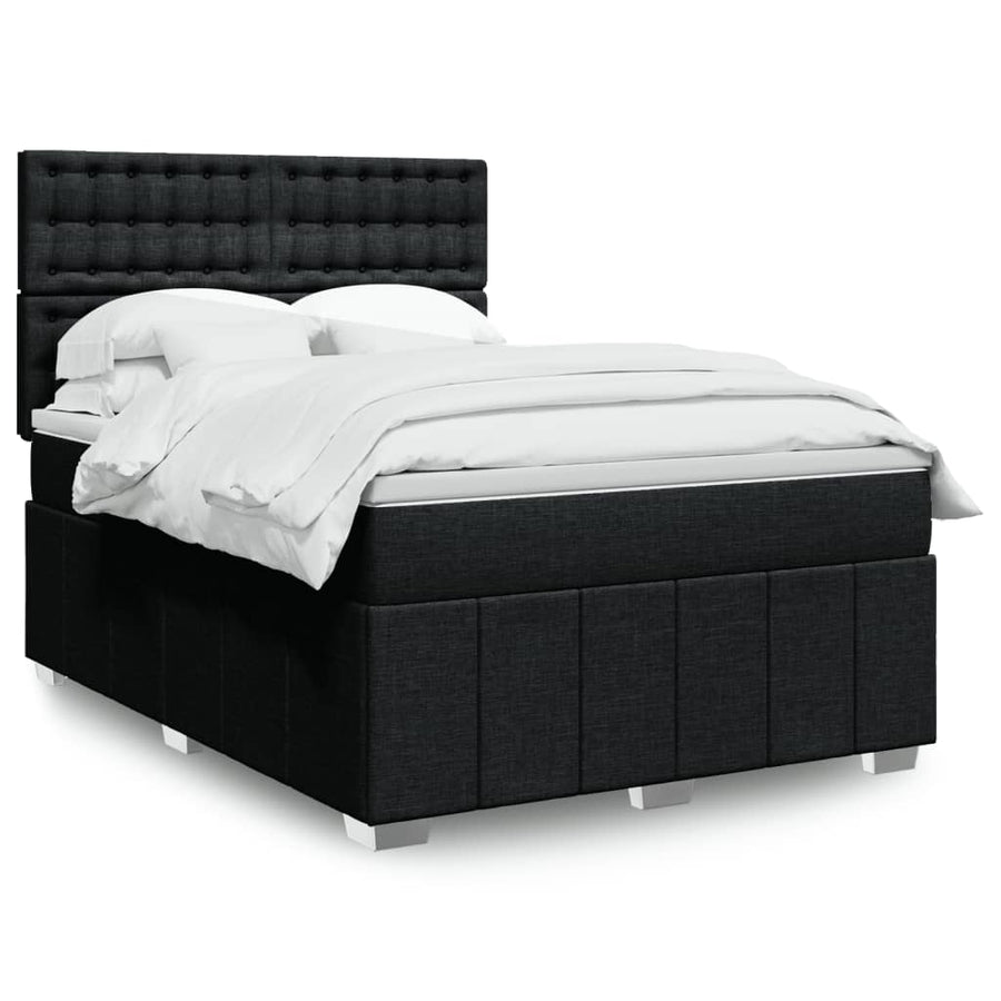 Boxspring met matras stof zwart 140x200 cm