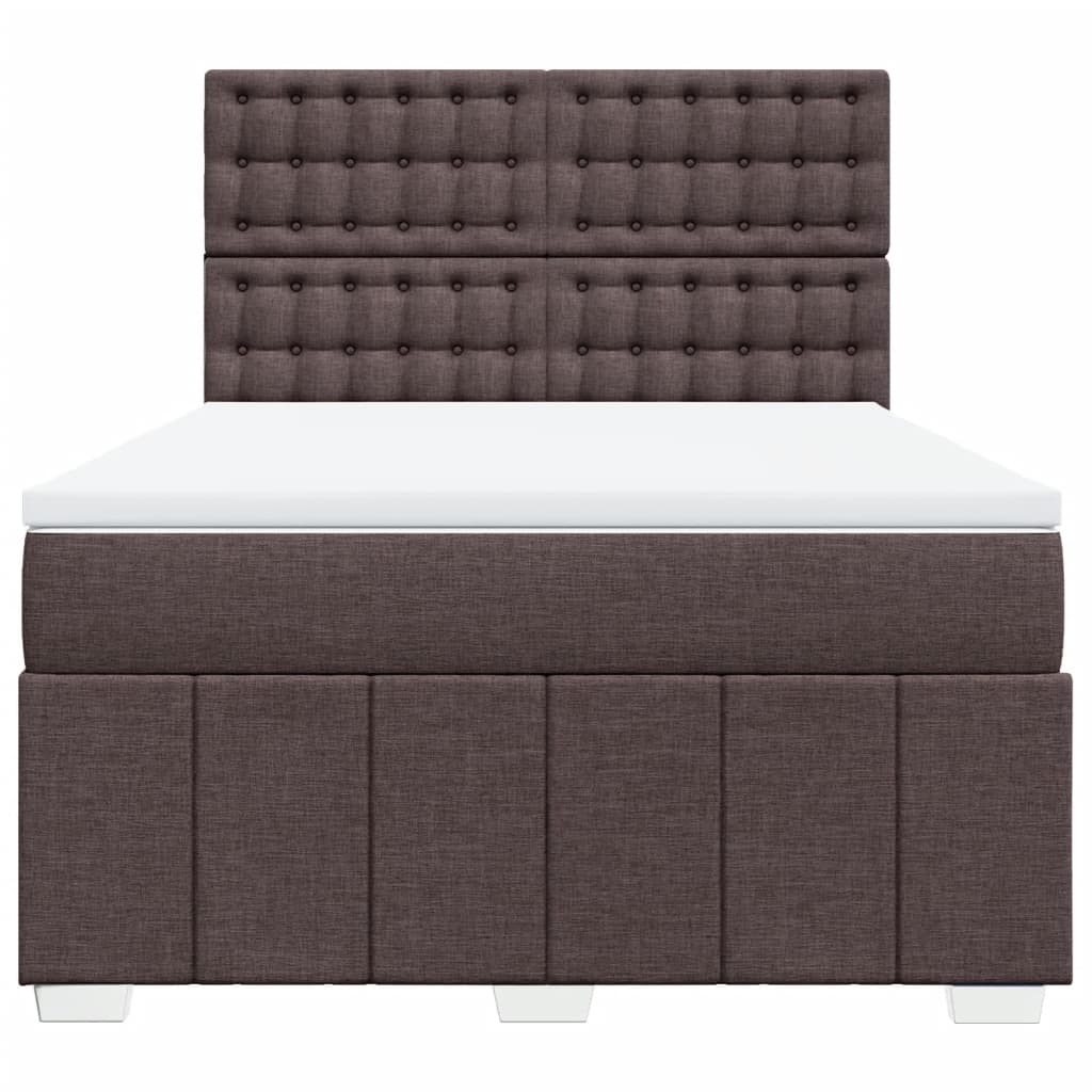 Boxspring met matras stof donkerbruin 140x200 cm