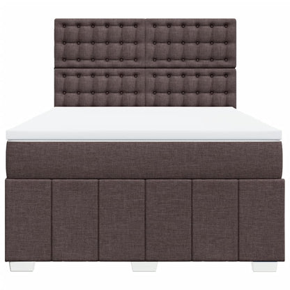 Boxspring met matras stof donkerbruin 140x200 cm
