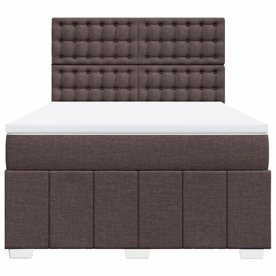 Boxspring met matras stof donkerbruin 140x200 cm