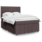 Box spring bed with dark brown fabric mattress 140x200 cm