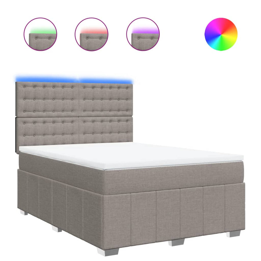 Boxspring met matras stof taupe 140x200 cm