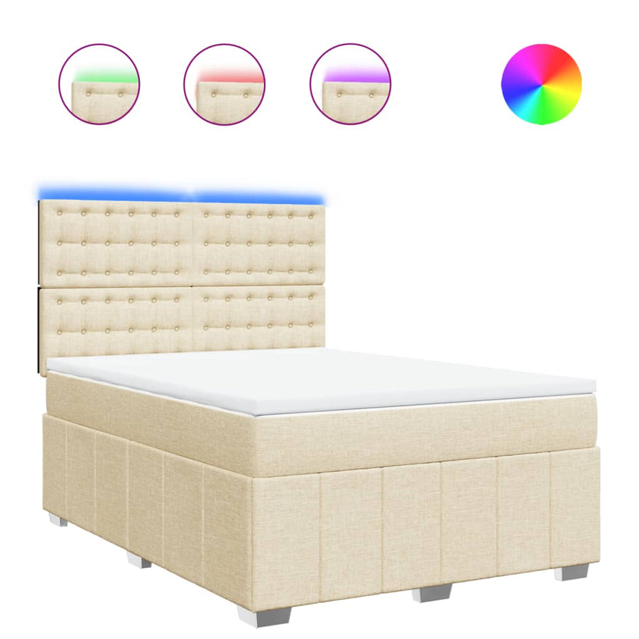 Boxspring met matras stof crèmekleurig 140x200 cm