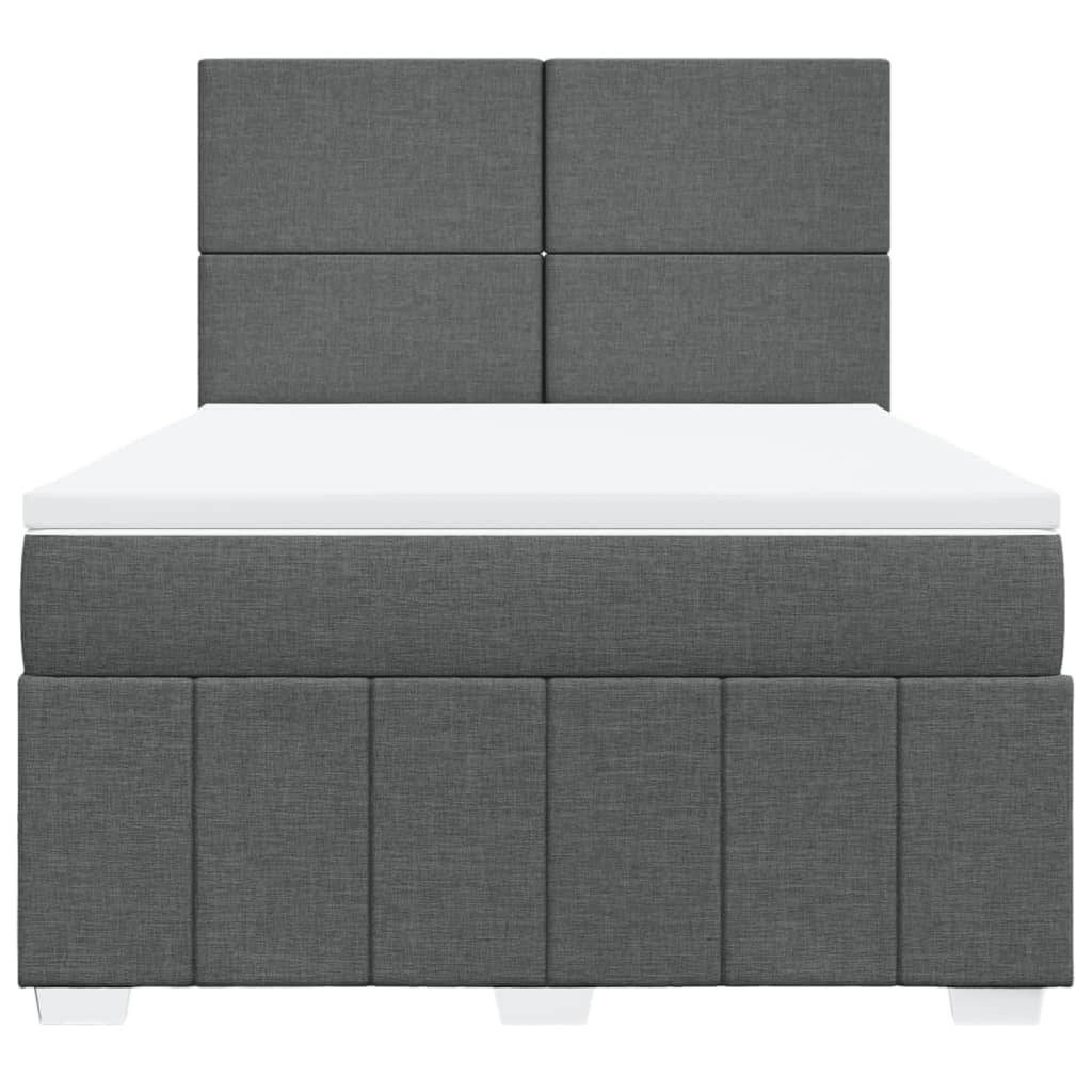 Boxspring met matras stof donkergrijs 160x200 cm