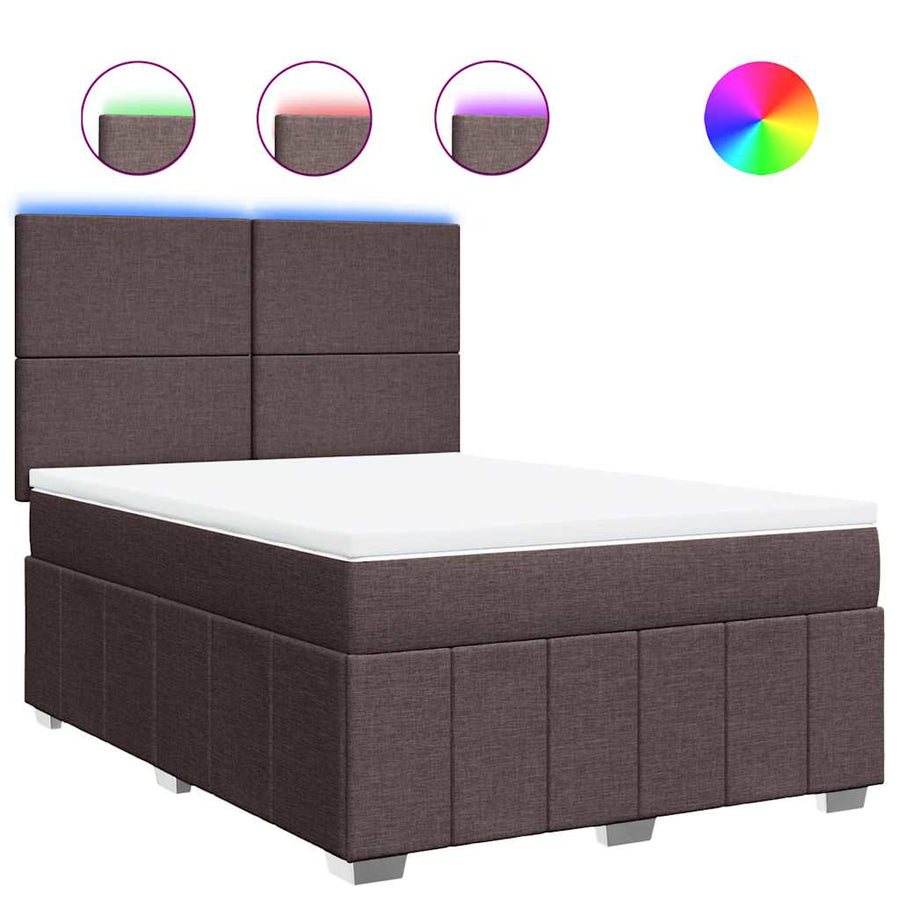 Boxspring met matras stof donkerbruin 160x200 cm
