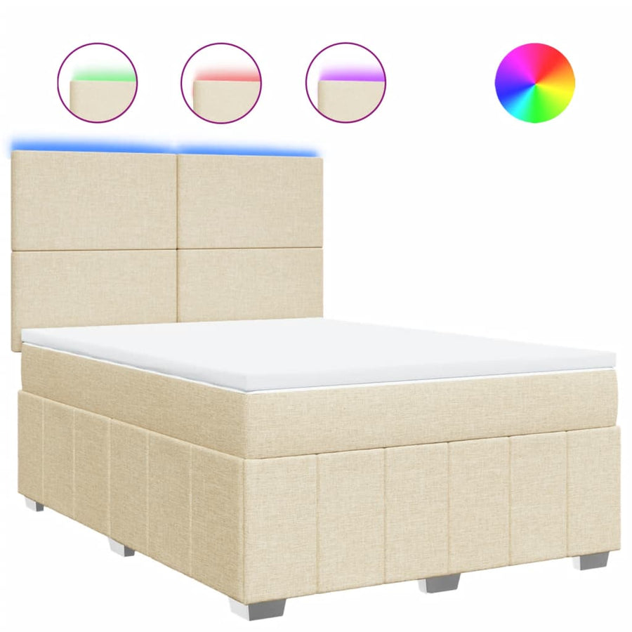 Boxspring met matras stof crèmekleurig 160x200 cm