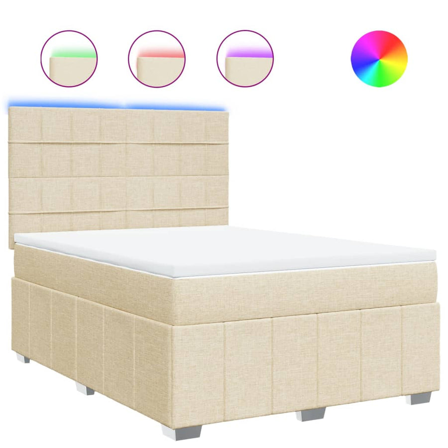 Boxspring met matras stof crèmekleurig 160x200 cm