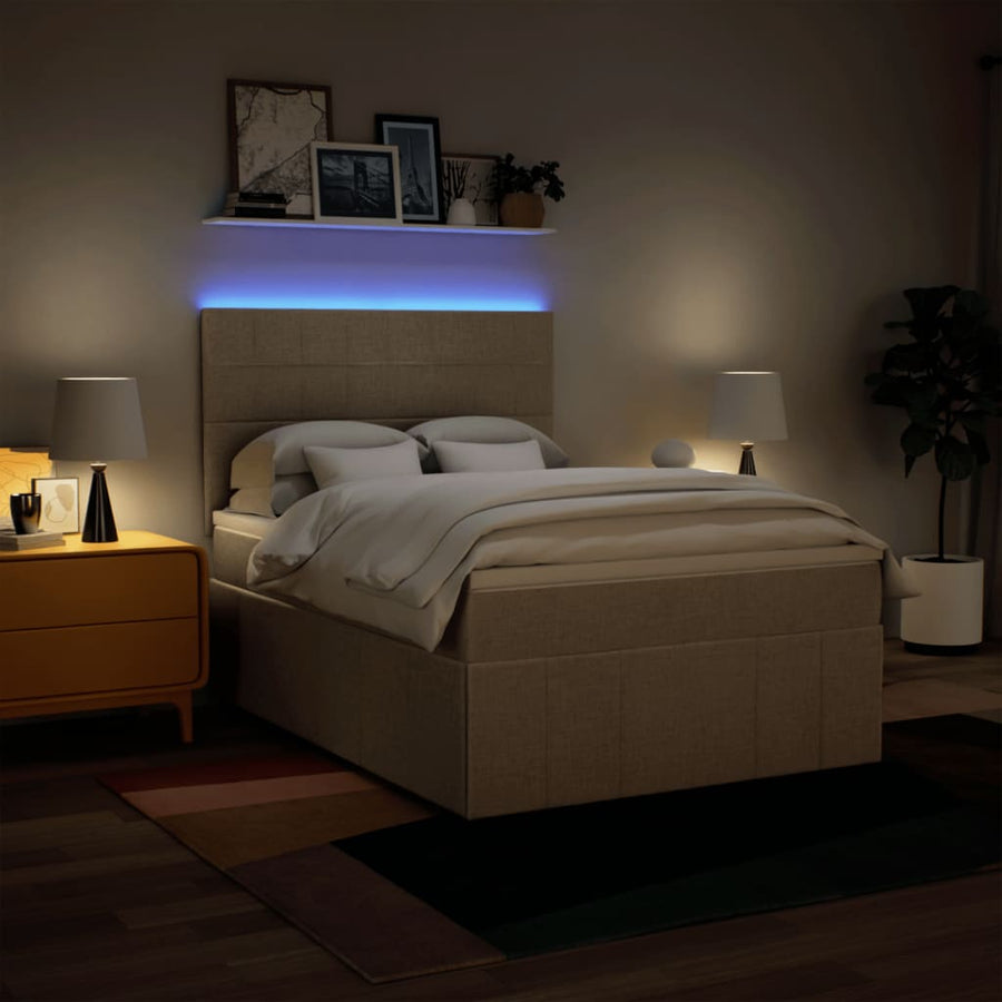 Boxspring met matras stof crèmekleurig 160x200 cm