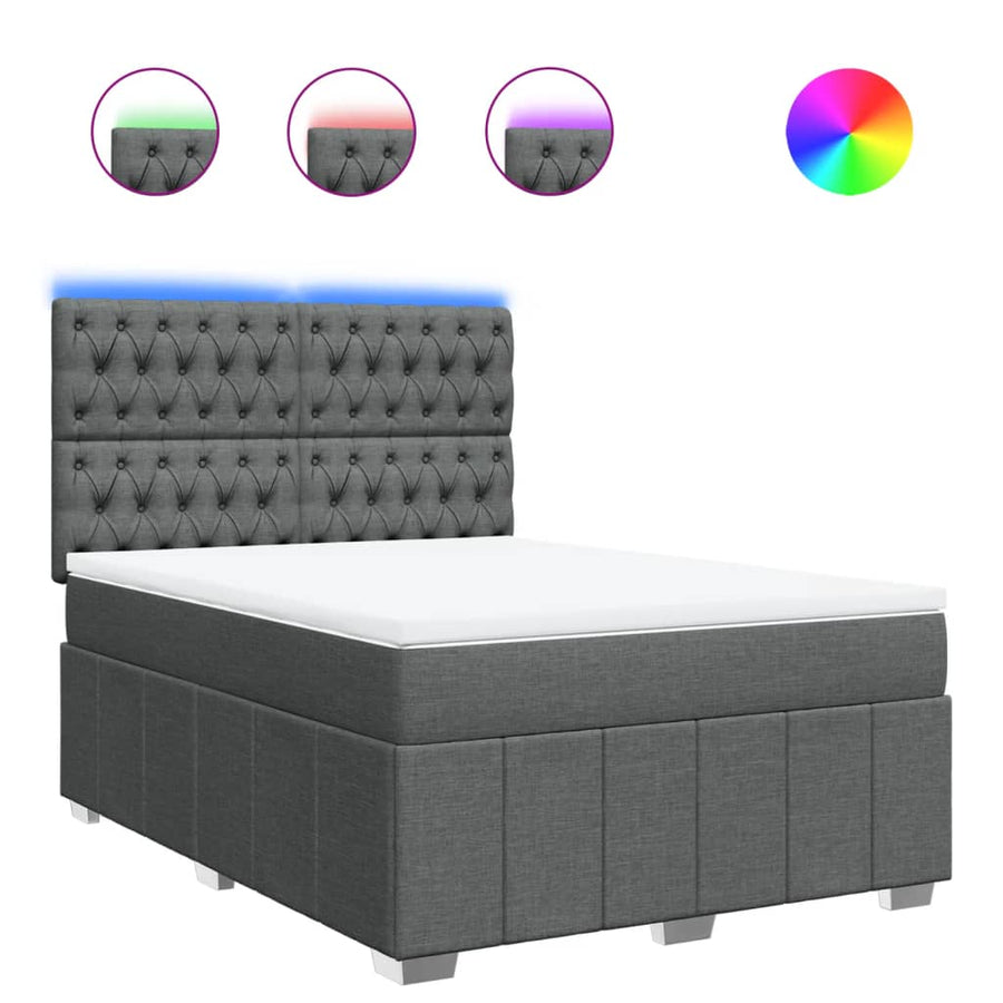 Boxspring met matras stof donkergrijs 160x200 cm