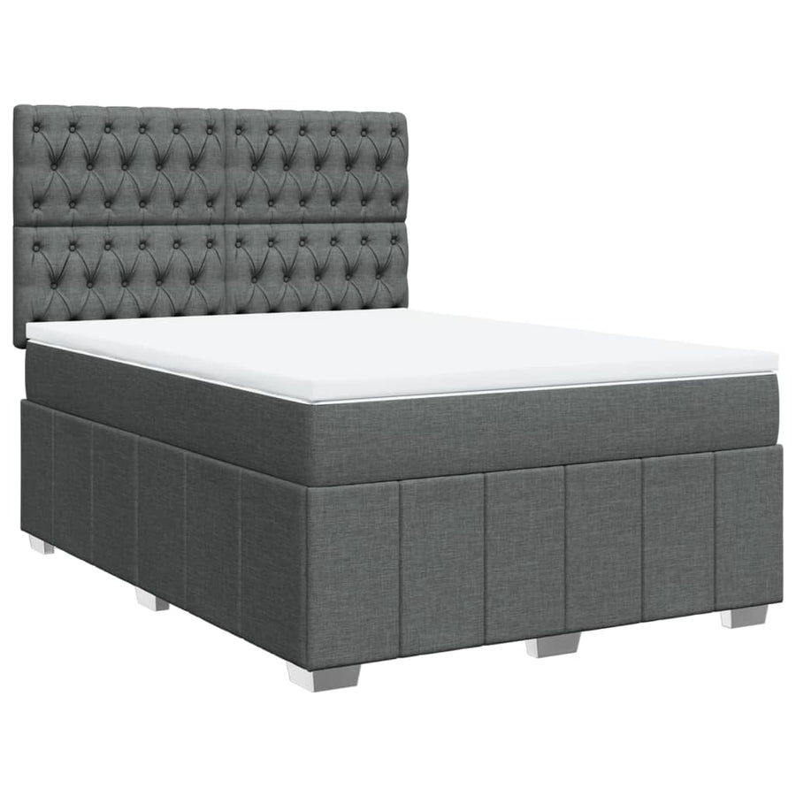 Boxspring met matras stof donkergrijs 160x200 cm