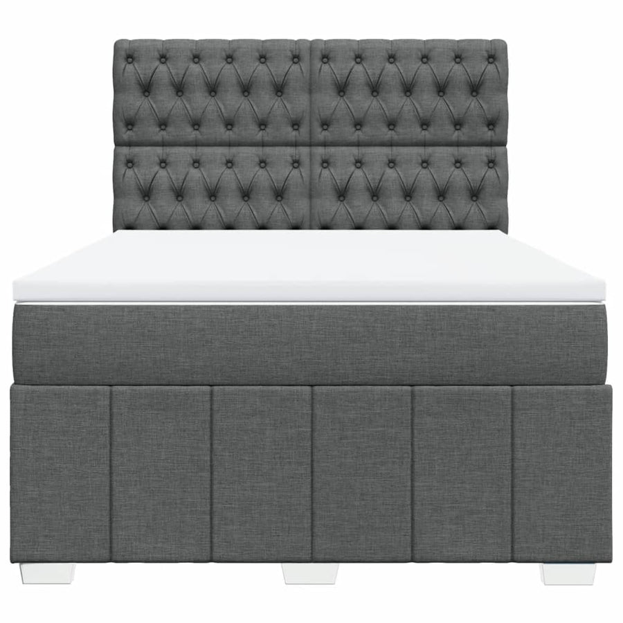 Boxspring met matras stof donkergrijs 160x200 cm