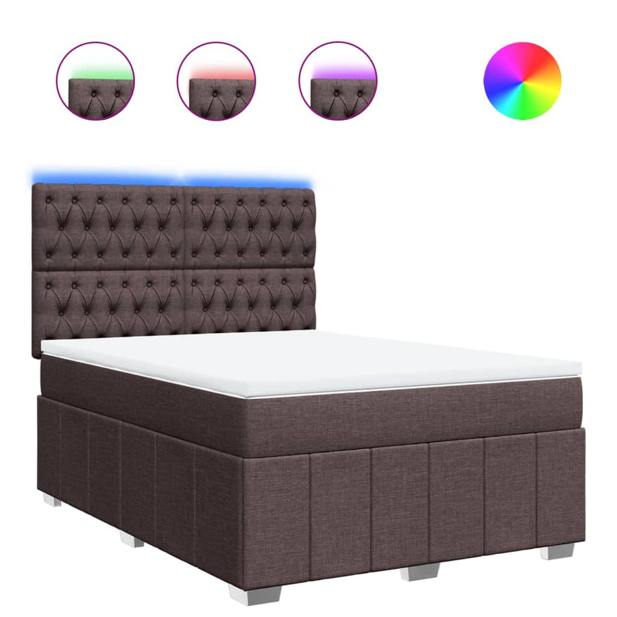 Boxspring met matras stof donkerbruin 160x200 cm