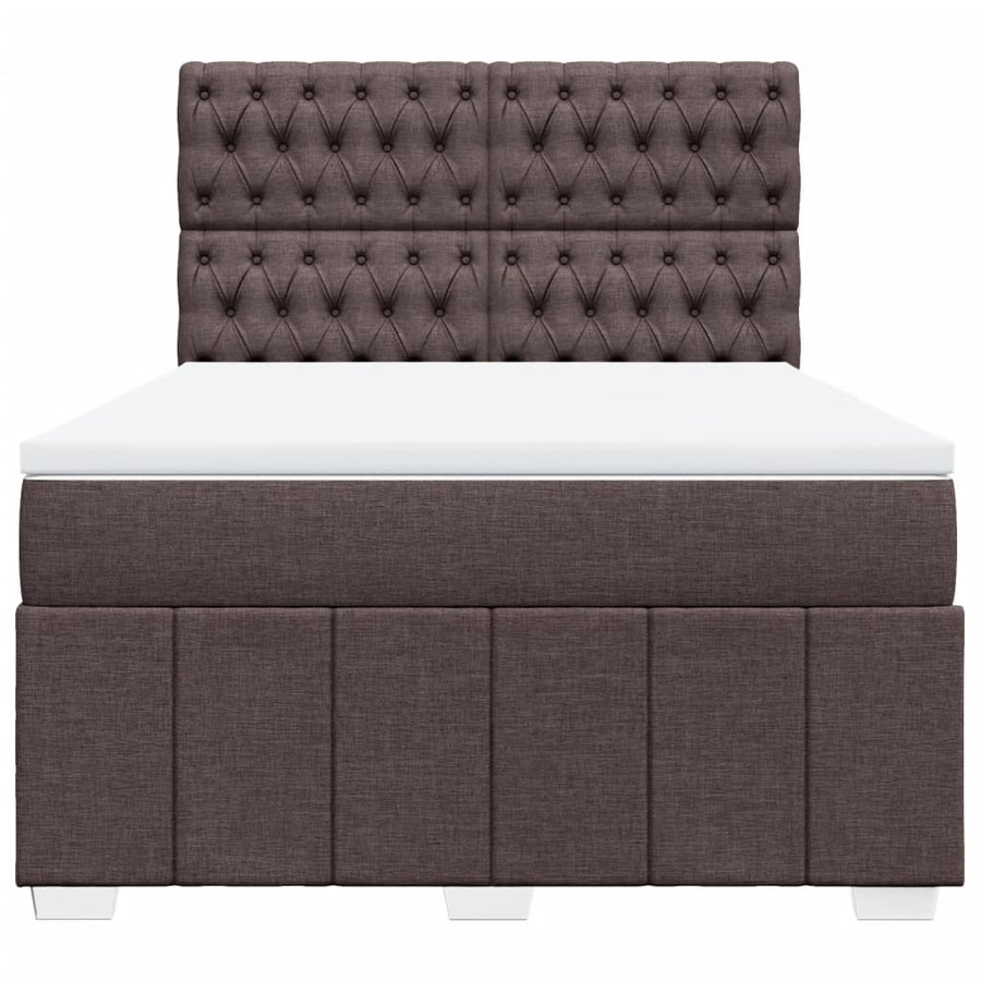 Boxspring met matras stof donkerbruin 160x200 cm