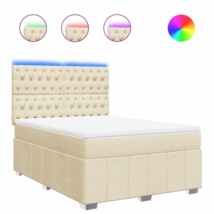 Boxspring met matras stof crèmekleurig 160x200 cm