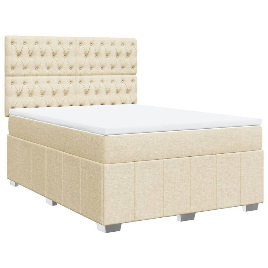 Boxspring met matras stof crèmekleurig 160x200 cm