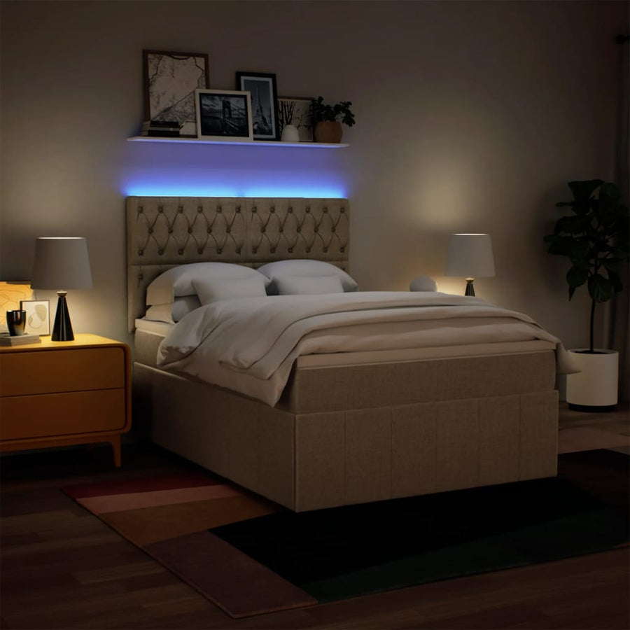 Boxspring met matras stof crèmekleurig 160x200 cm