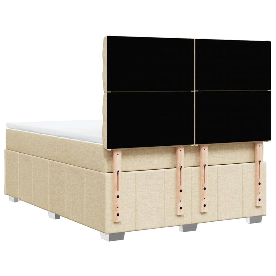 Boxspring met matras stof crèmekleurig 160x200 cm