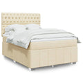 Box spring with fabric cream-colored mattress 160x200 cm