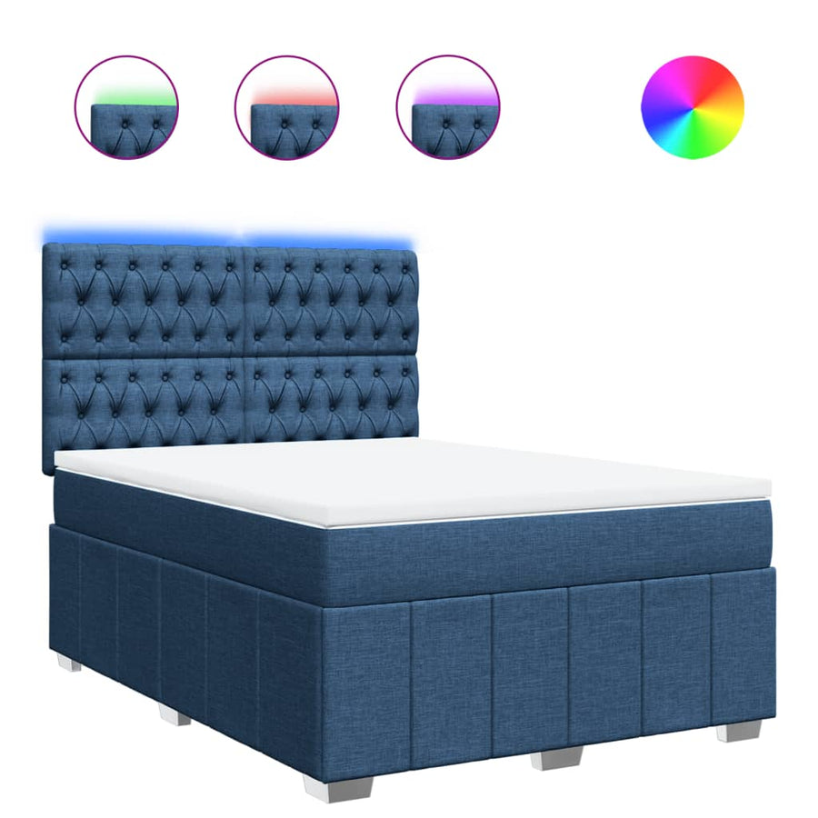Boxspring met matras stof blauw 160x200 cm