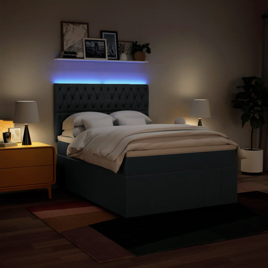 Boxspring met matras stof blauw 160x200 cm