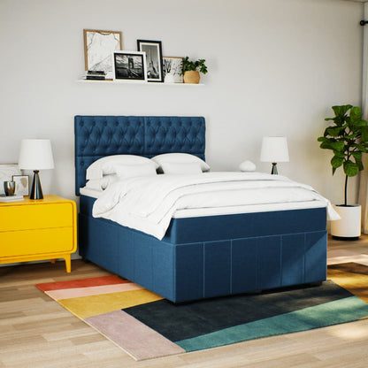 Boxspring met matras stof blauw 160x200 cm