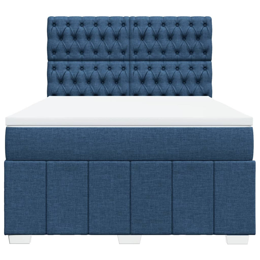 Boxspring met matras stof blauw 160x200 cm