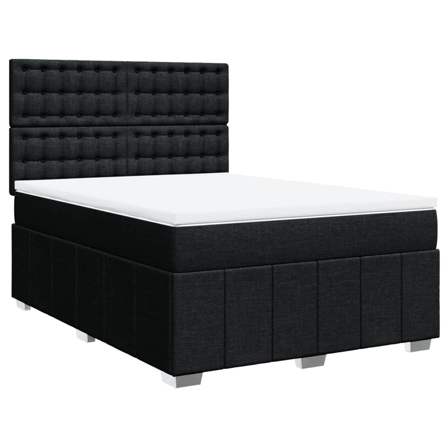 Boxspring met matras stof zwart 160x200 cm