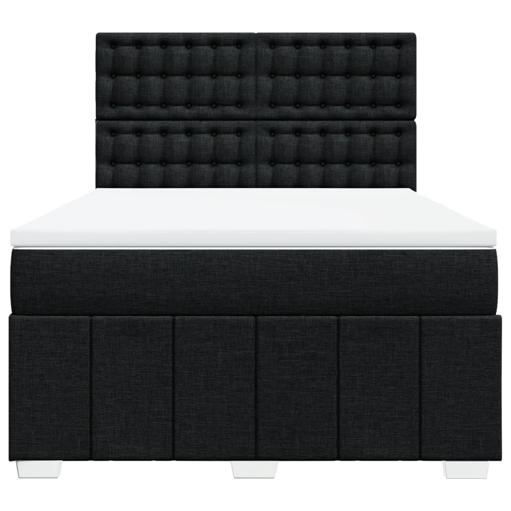 Boxspring met matras stof zwart 160x200 cm