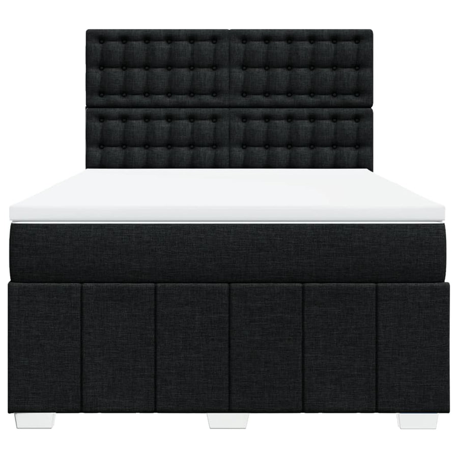 Boxspring met matras stof zwart 160x200 cm