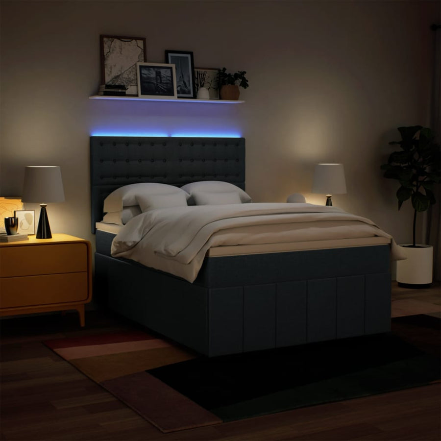 Boxspring met matras stof blauw 160x200 cm