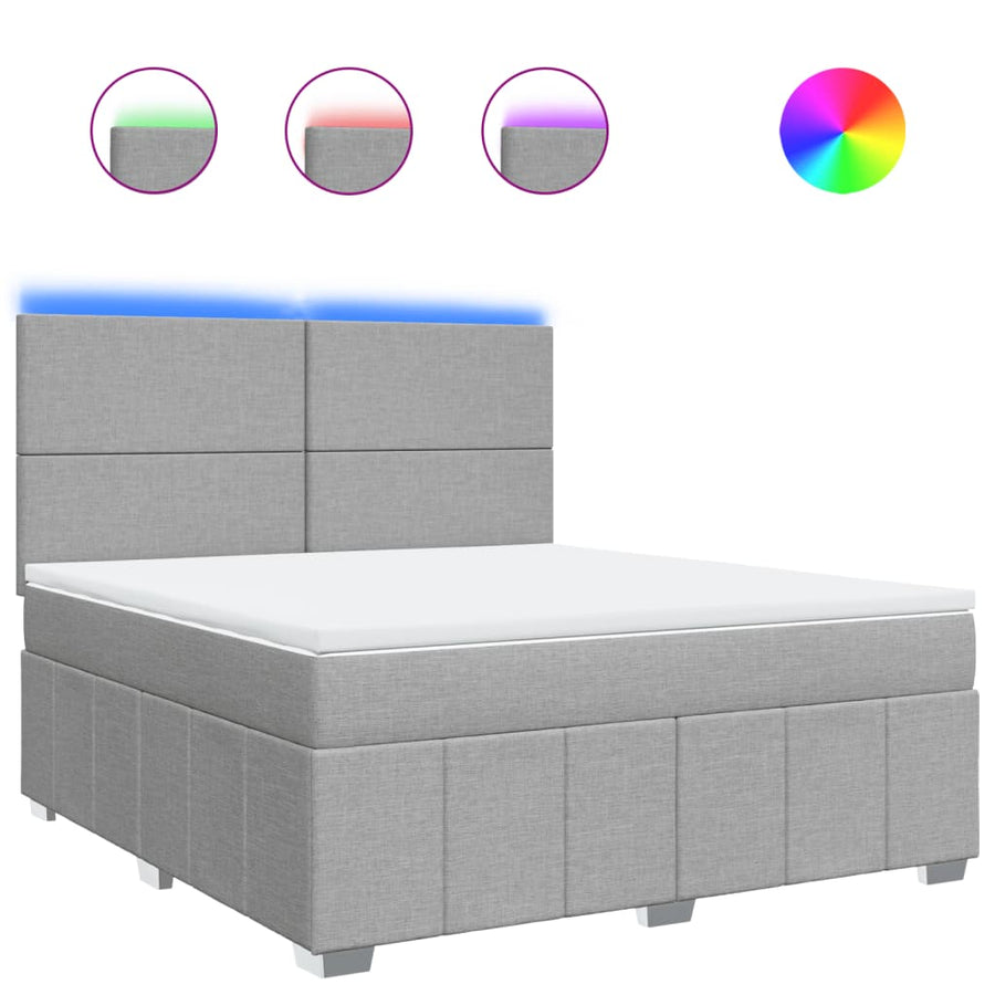 Boxspring met matras stof lichtgrijs 180x200 cm