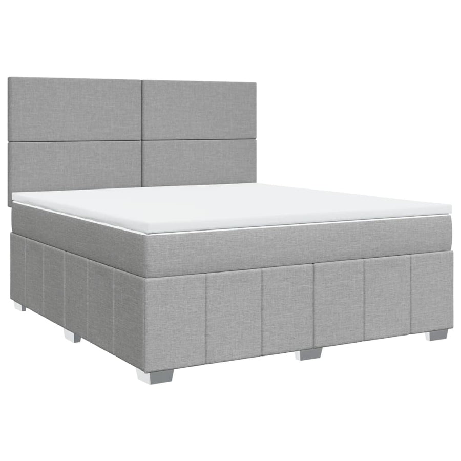 Boxspring met matras stof lichtgrijs 180x200 cm