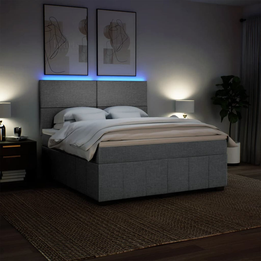 Boxspring met matras stof lichtgrijs 180x200 cm