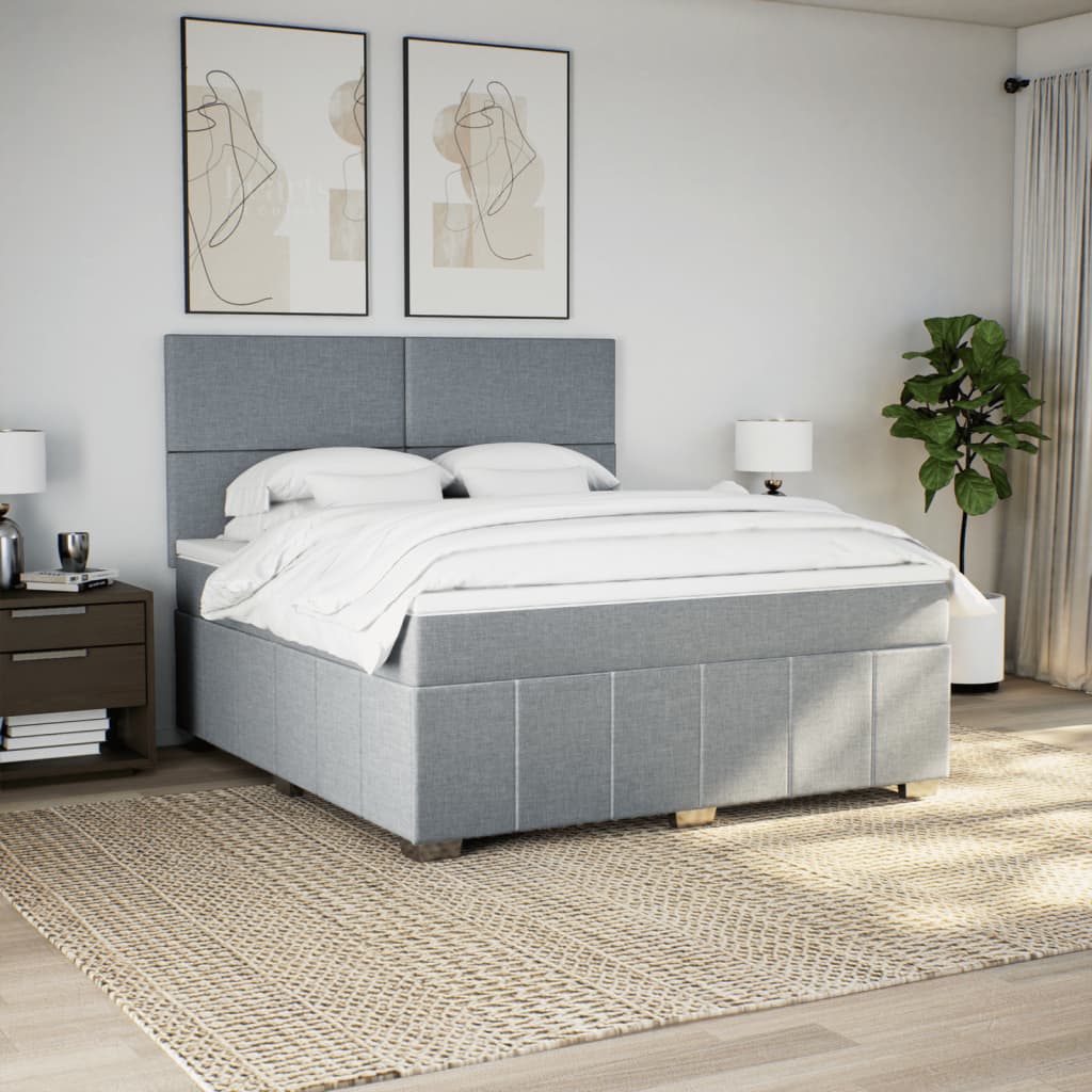 Boxspring met matras stof lichtgrijs 180x200 cm