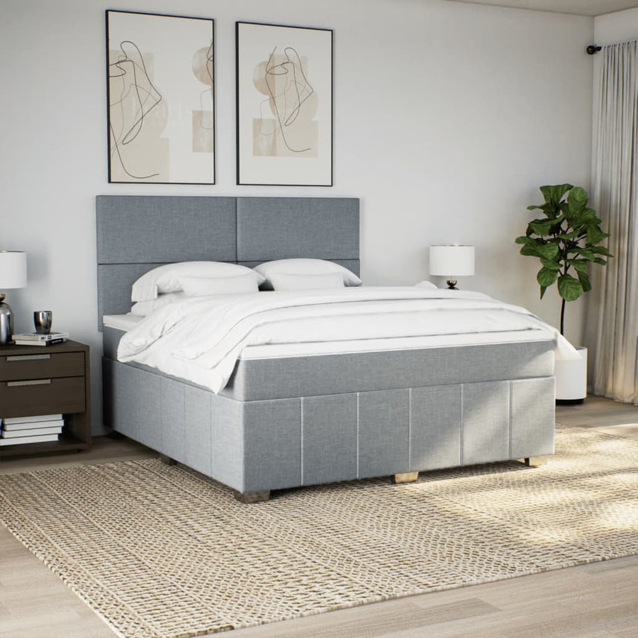 Boxspring met matras stof lichtgrijs 180x200 cm