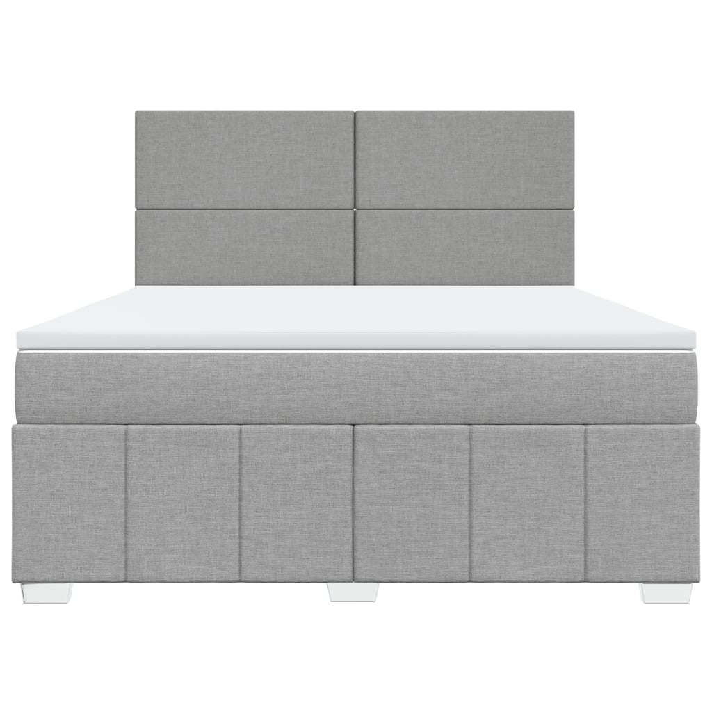 Boxspring met matras stof lichtgrijs 180x200 cm