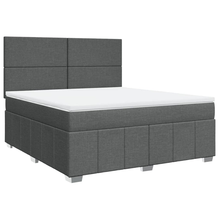 Boxspring met matras stof donkergrijs 180x200 cm